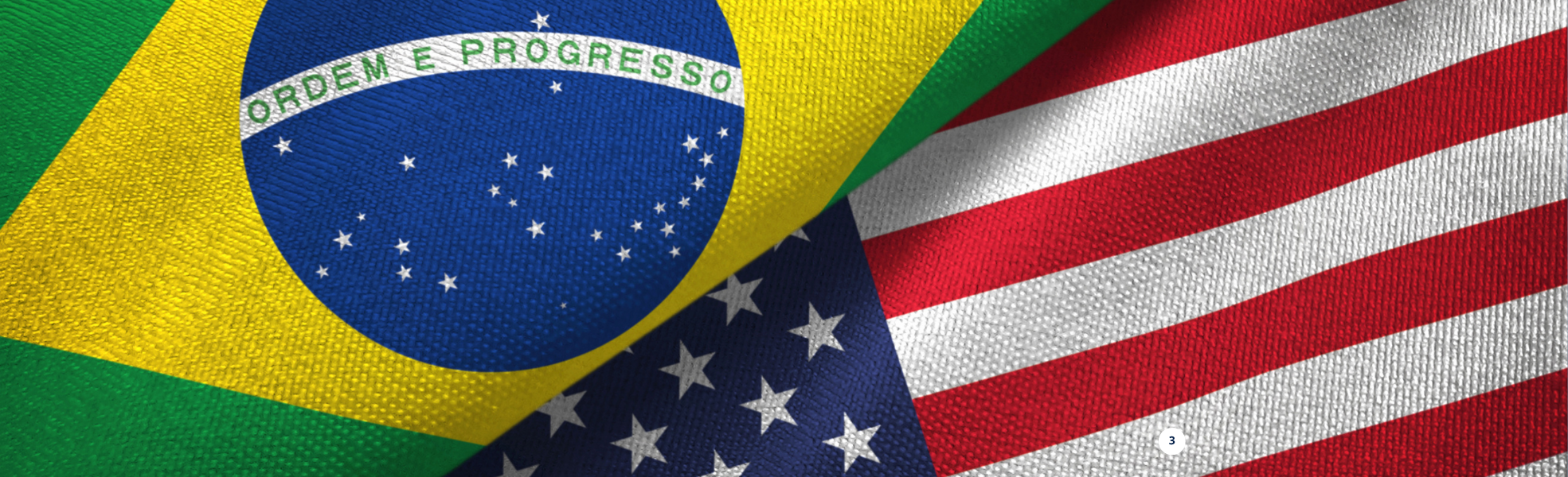 Bandeiras do Brasil e dos Estados Unidos sobrepostas